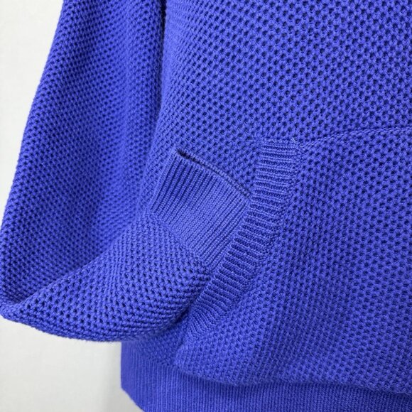 Lauren Ralph Lauren Waffle Knit Hoodie Womens Sz S Purple Blue Drawstring Bold - Picture 7 of 9